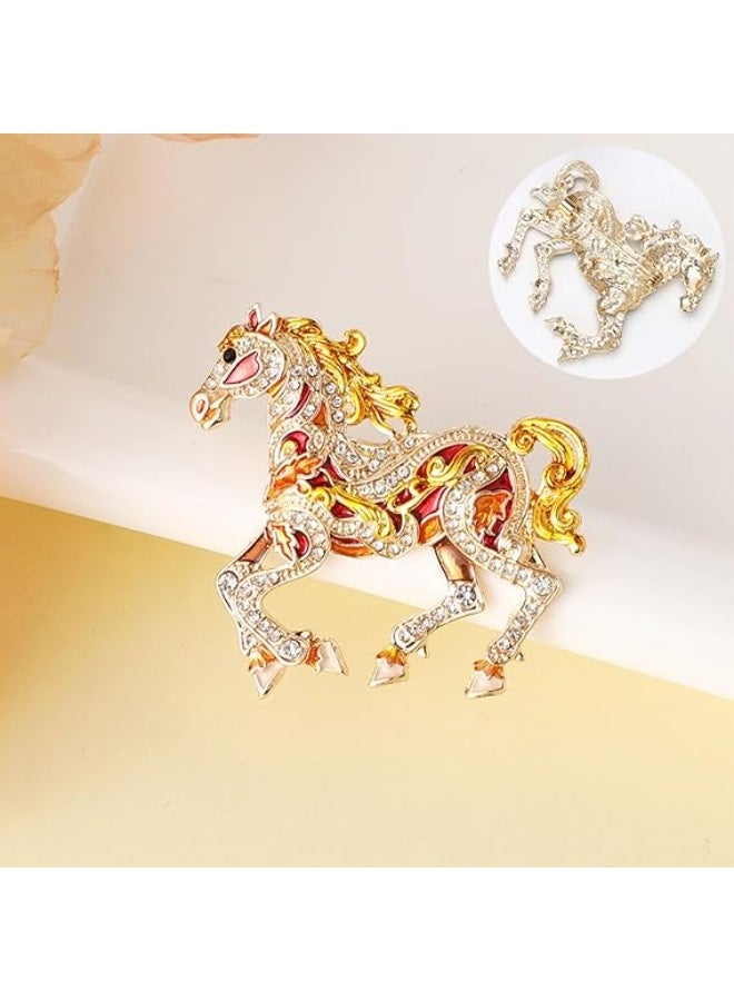 Bukela Horse Brooch, Sturdy Alloy Chinese Zodiacs Horse Brooch For Fashion Accessories Chinese Zodiac Animal Good Luck Pin Lucky Feng Shui Gifts Jewelry For Women Men - Image 3